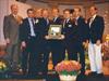  Officers and members of E-165 & L-85 accept an award for Chuck's Garden.  The garden was recognized as one of the top 3 gardens of its kind on Staten Island.