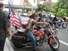  FDNY cyclists leaving WTC ceremonies on 9-11-2004