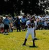  Chuck's son Charlie catching the first ceremonial pass of the 2001 football season.  The season was dedicated to Chuck.  Charlie is wearing Chuck's old number 24.