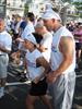  At starting line...Chuck's niece Sarah with boyfriend Dennis...Chuck's name is on the headbands.