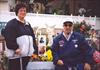  Chuck's mom & dad in front of Chuck's picture at Angel's Circle.